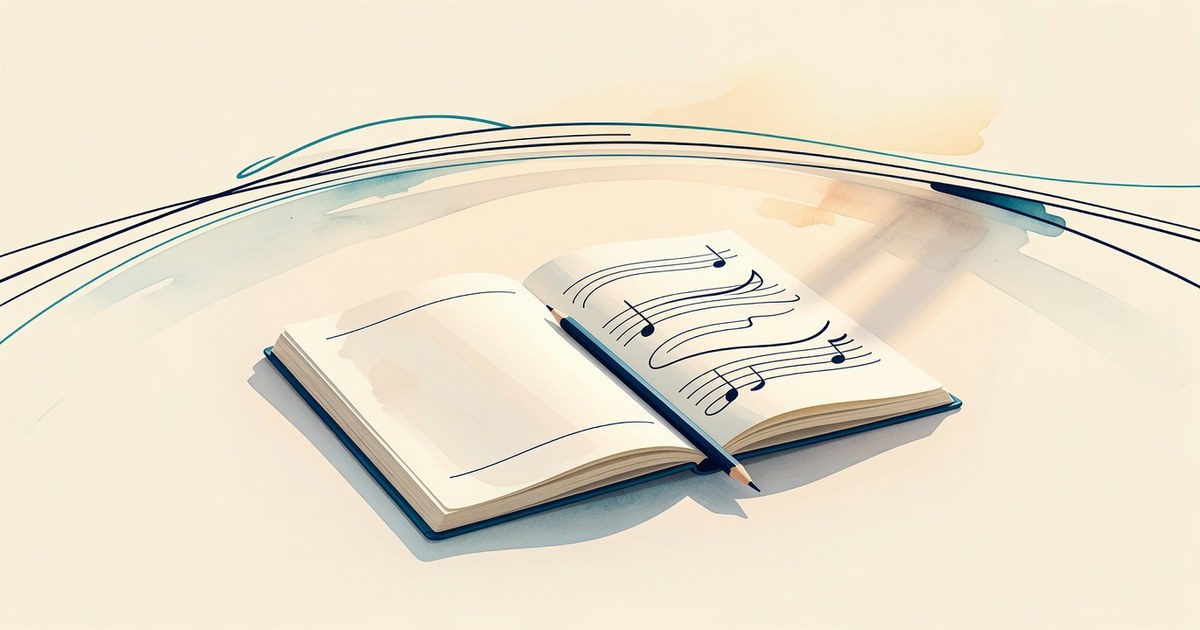 Cuaderno con un margen vacío y un lápiz, luz de tarde